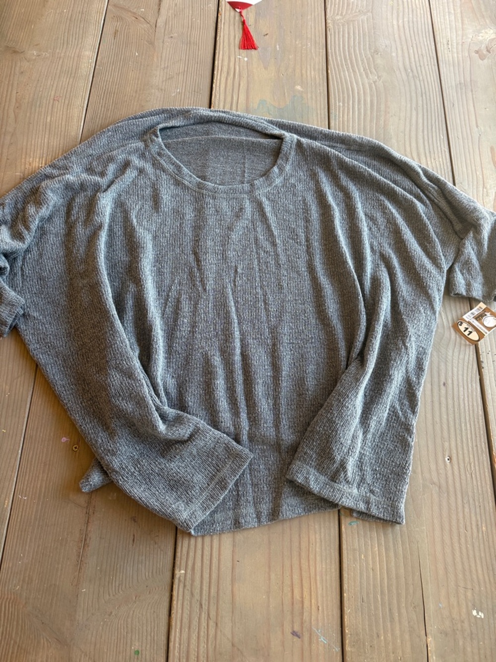 Nally & Millie Heather Gray Ribbed Crewneck Top